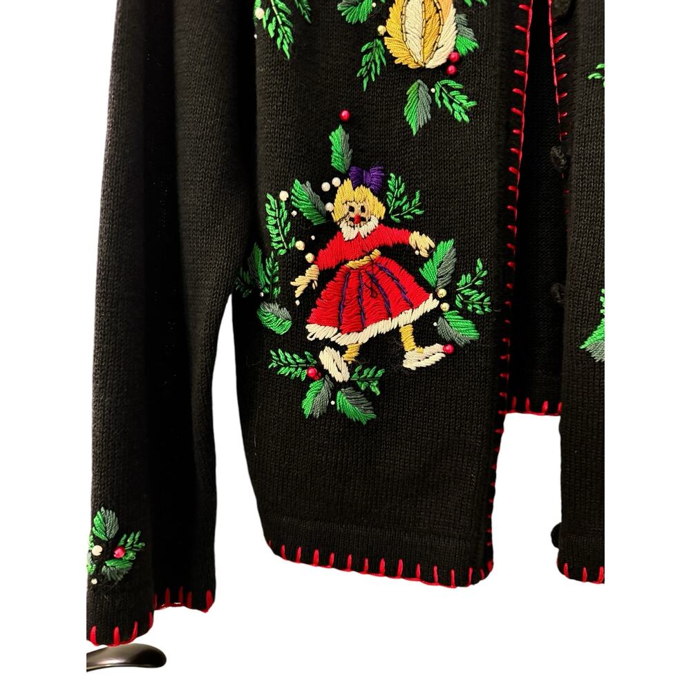 Christmas Holiday Sweater BP Designs Sm Ramie Blend Cardigan Teacher Winter VTG - Picture 4 of 7